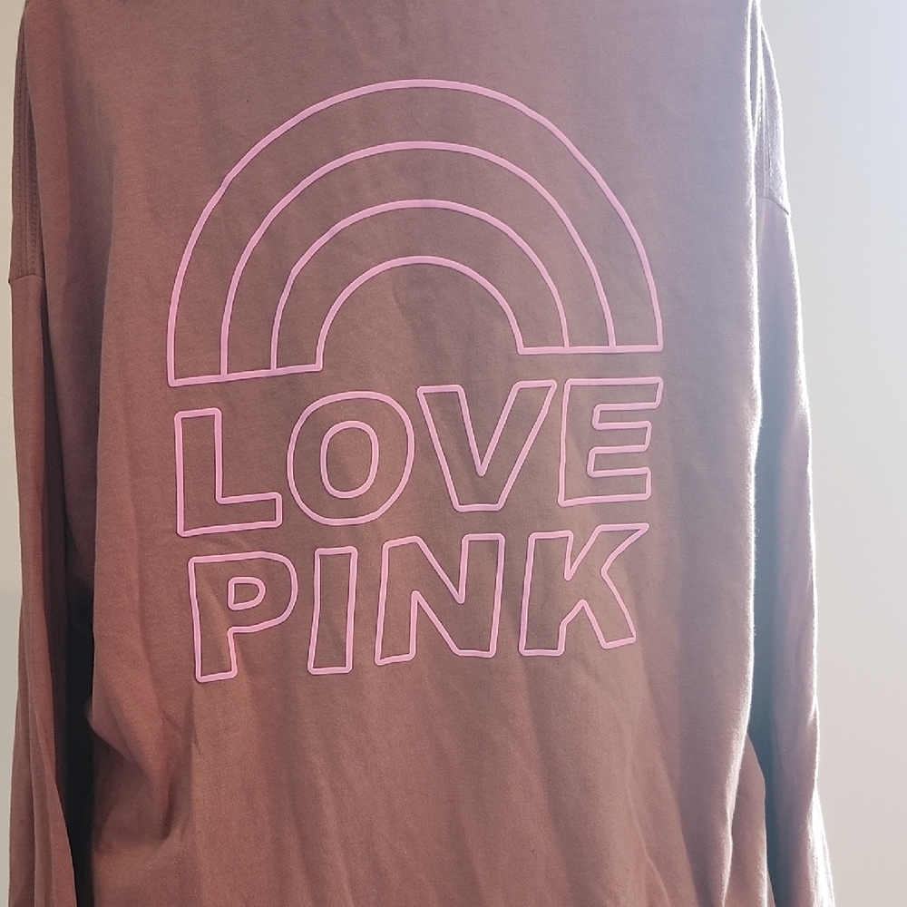 PINK Victoria's Secret Long Sleeve Tee in Brown